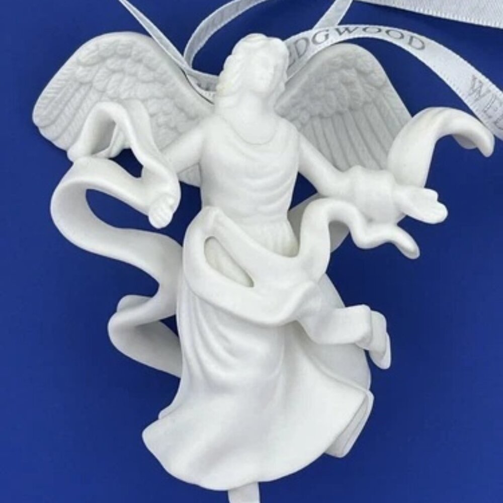 Wedgwood Christmas Angel Jasperware Ornament with Original Box and Ribbon
